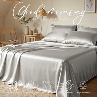 (NEW) ผ้าปูที่นอนซาติน Colling silk ผ้าปูที่นอนกันไรฝุ่น ครบไซส์ 3.5ฟุต 4ฟุต 5ฟุต 6ฟุต 7ฟุต - 12ฟุต