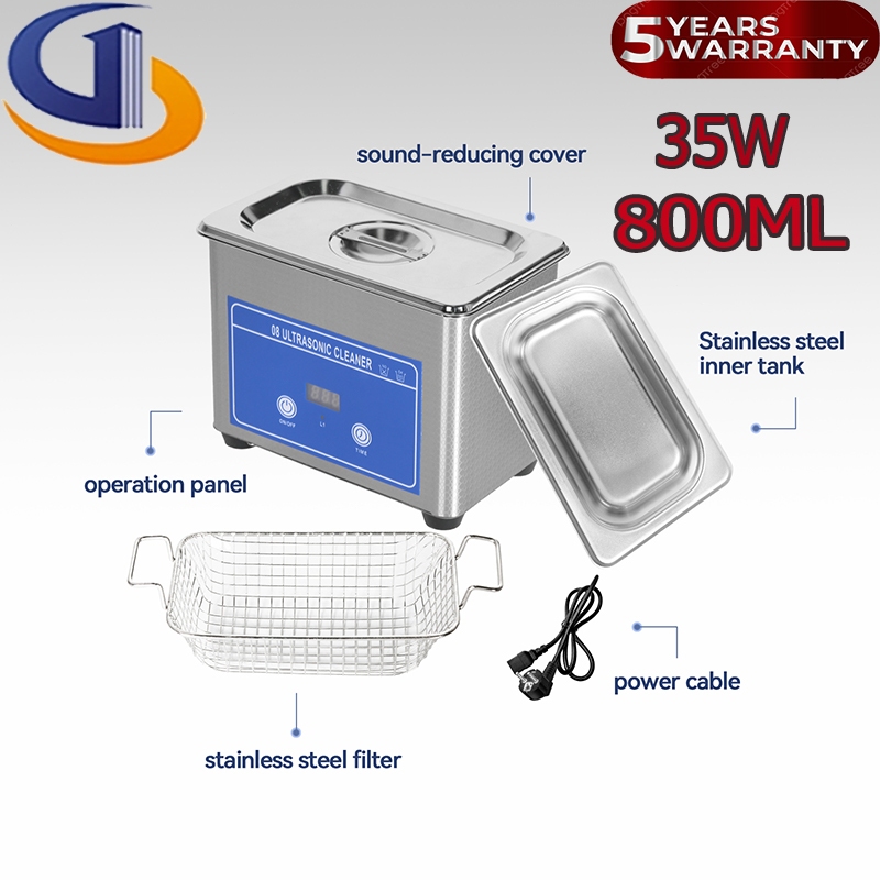 เครื่องทำความสะอาดอัลตราโซนิก 0.8 ลิตร เครื่องทำความสะอาดแว่นตา นาฬิกา สร้อยคอ เครื่องทำความสะอาดเครื่องประดับ ตั้งเวลาอ