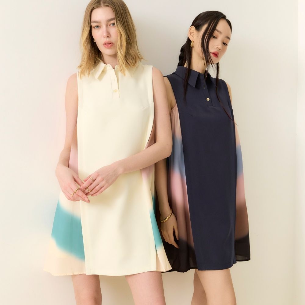 Mave เดรสรุ่น Feathera dress สี Ivory,Navy