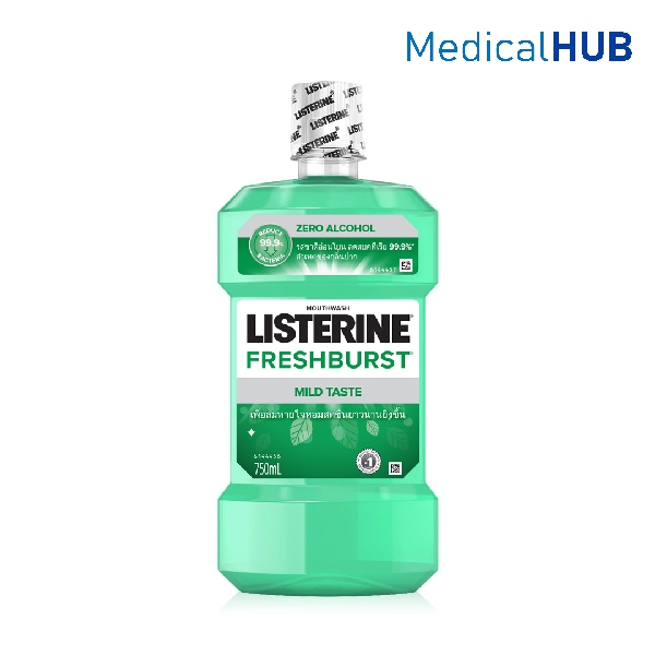Listerine Mouthwash Freshburst Zero 750 ml ช่วยลดการสะสมของแบคทีเรีย ลมหายใจหอมสดชื่น 22912