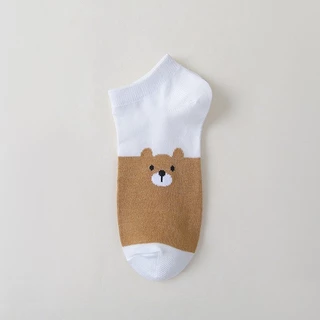 (W-159)พร้อมส่งในไทย ถุงเท้าลายการ์ตูนหมีbearน้ำตาล ข้อสั้น ผ้านิ่มใส่สบายไม่หนาไม่อับชื้น