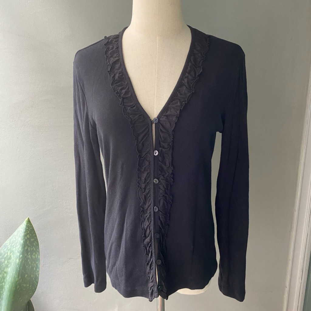 USED Marks & Spencer ruffle cotton cardigan size UK12