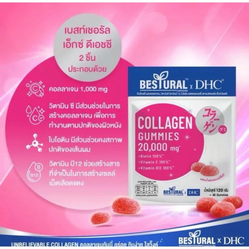 🐣 ดีเอชซี เยลลี DHC Collagen Gummies คอลลาเจนกัมมี่ ของแท้ส่งไว บำรุงผิว