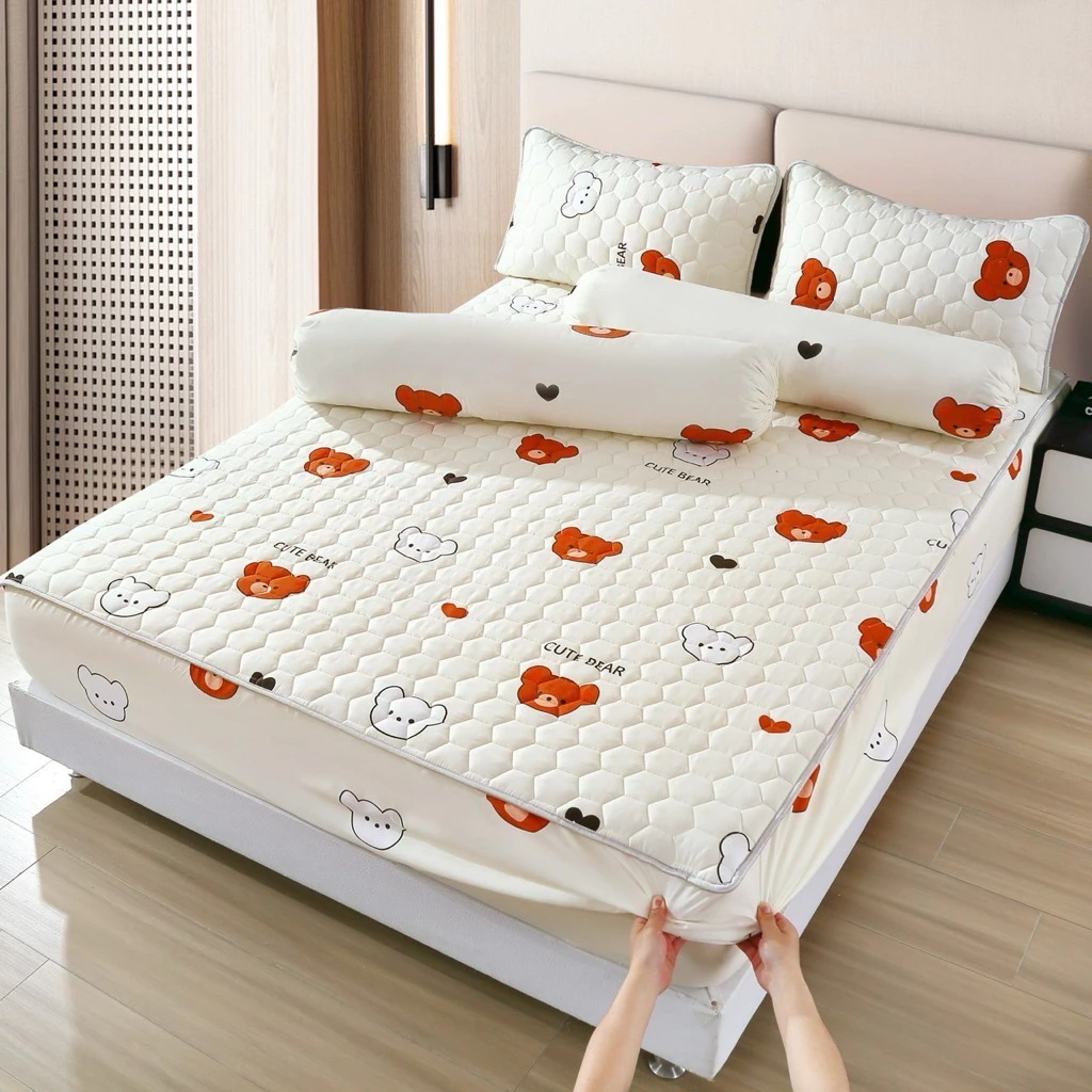 ผ้าปูที่นอนเสริมใยนุ่มครบชุด ผ้าปู+ปลอกหมอน+ปลอกหมอนข้าง สีพื้น/ลายการ์ตูน รัดมุม360องศา หนา12นิ้ว thumbnail 7