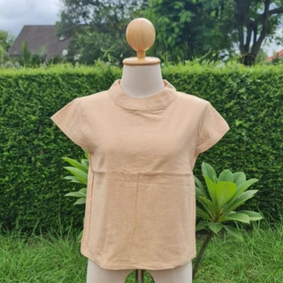 เสื้อผ้าฝ้ายขึ้นกบ คอปีน กระดุมหลัง ทรงสวย