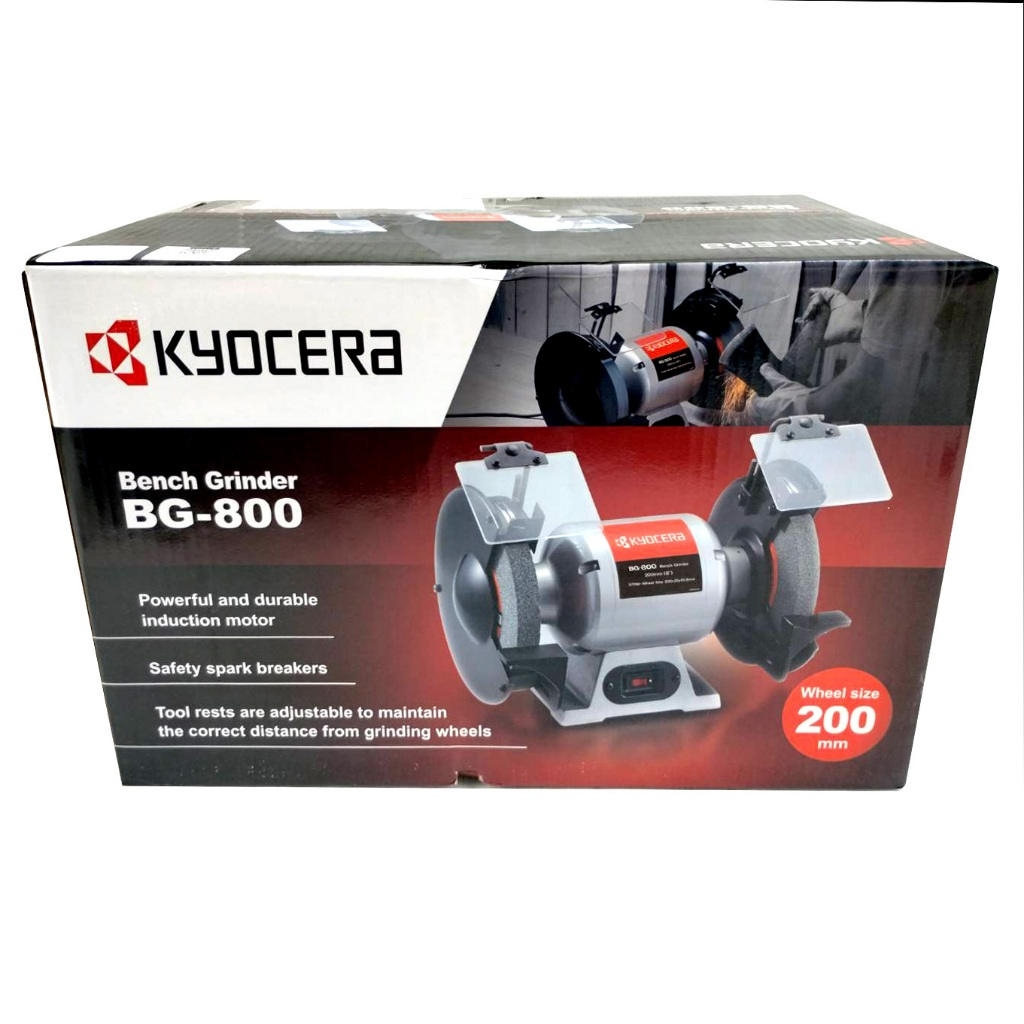 Kyocera  (RYOBI) มอเตอร์หินไฟ เครื่องเจียร์ตั้งโต๊ะ BENCH GRINDER ขนาด 8 นิ้ว (375วัตต์) รุ่น BG-800 ราคา ถูกที่สุด ดีลบีเคเค แกลเลอรีภาพที่ 2