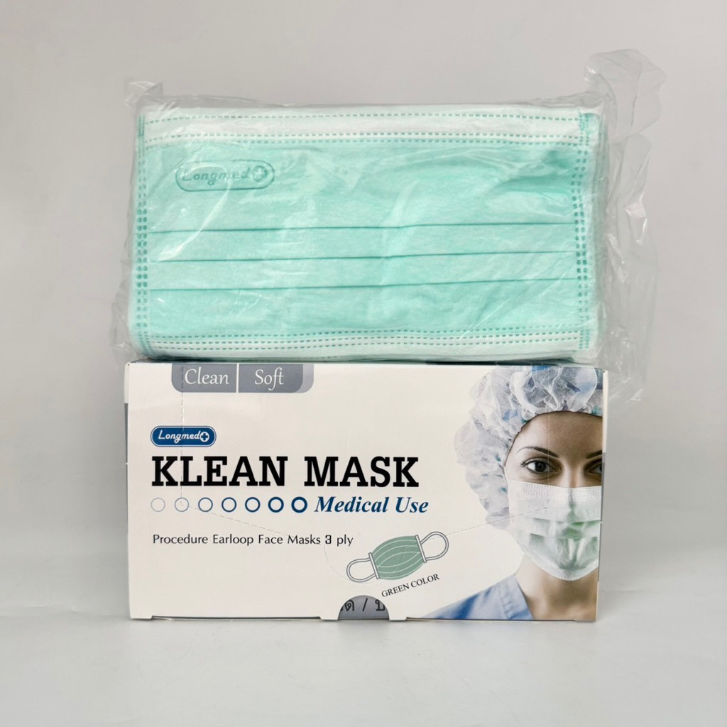 Klean Mask (สีเขียว) หน้ากากอนามัย 1กล่อง มี50ชิ้น