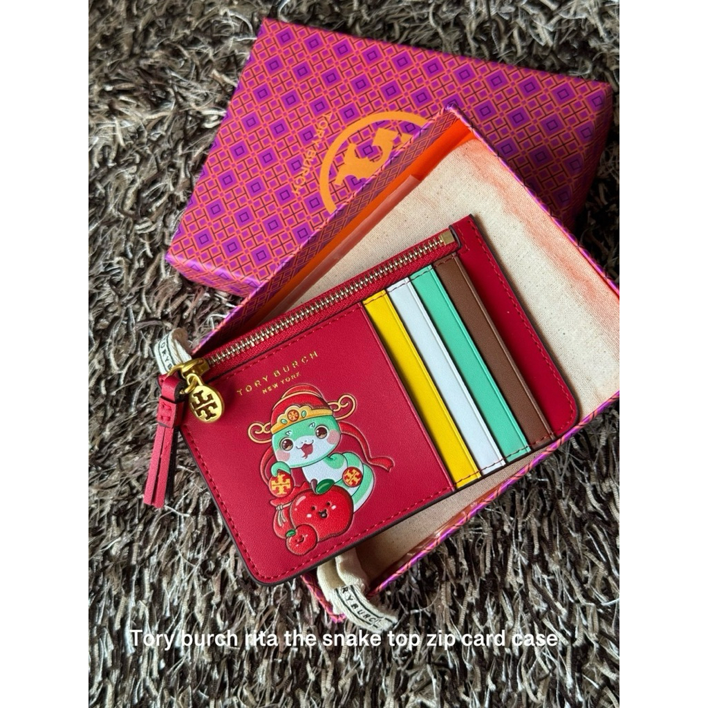 Tory burch rita the snake top zip card case