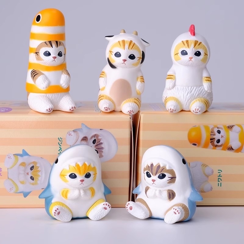 🐻พร้อมส่ง🐻 กล่องสุ่มโมเดล Mofusand (1จุ่ม) ลายแมวฉลาม แมวกระต่าย mofusand carrot rabbit cat 🐰🐱