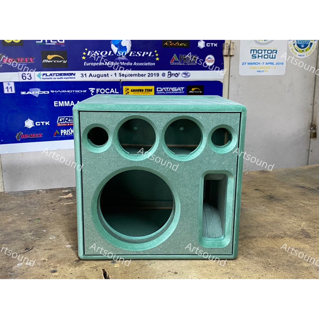 ตู้หน้าเปิด6.5”ทรงลูกเต๋า สำหรับดอกJBL(A500)ตู้เปล่าไม้HMR