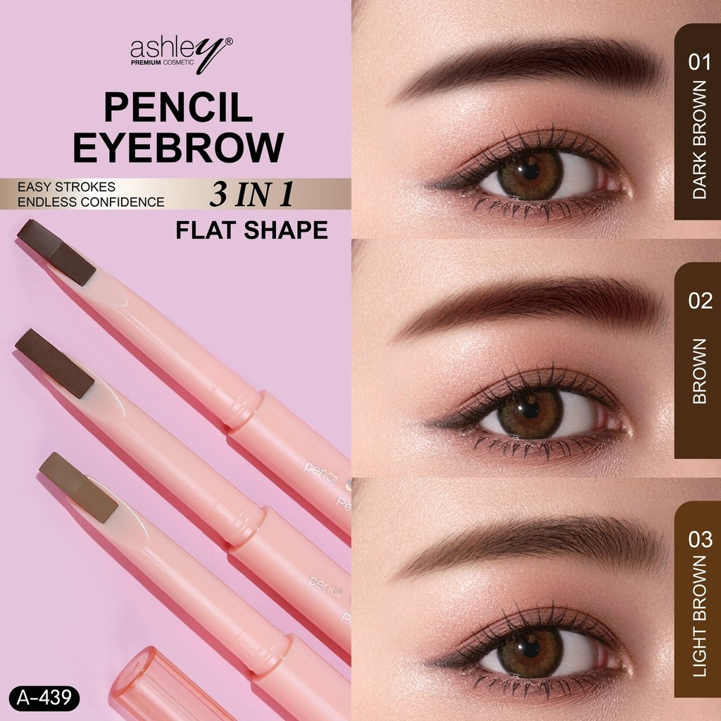 (1 ชิ้น) A-439 Ashley Pencil Eyebrow ดินสอเขียนคิ้ว เขียนคิ้วสวย ติดทน สีธรรมชาติ