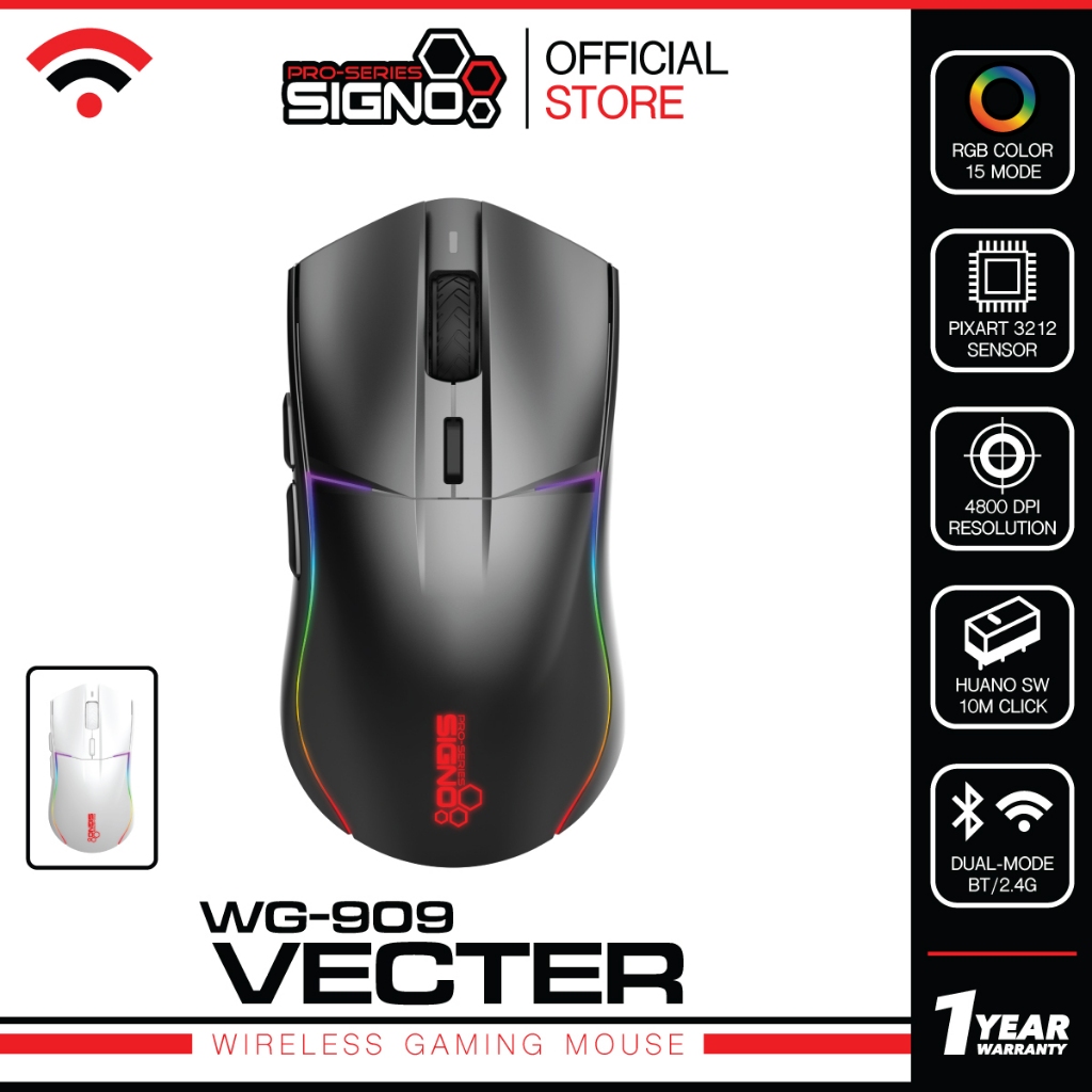 เมาส์เกมมิ่งไร้สาย SIGNO WARROX WG-901 Wireless Macro Gaming Mouse ไฟ RGB เมาส์ไร้สาย เมาส์ มีแบตในตัว ประกันศูนย์ 2 ปี
