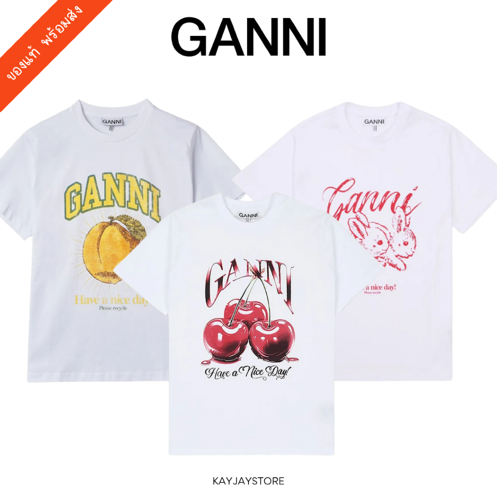 ✨พร้อมส่ง✨ Ganni เสื้อ Basic Relaxed T-Shirt ของแท้ 100%