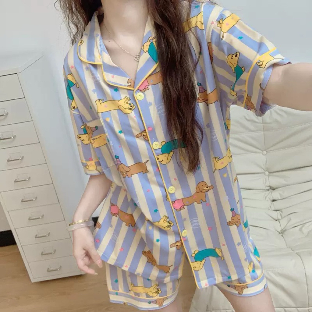 ชุดนอนมาใหม่🌙 ชุดนอนผ้าคอตตอนสีพาสเทลหวานละมุน ชุดนอนเกาหลี 🎀ชุดนอนลายการ์ตูน น่ารักสุดคิ้วท์! ❤️🧸เนื้อผ้าเกรดพรีเมียม