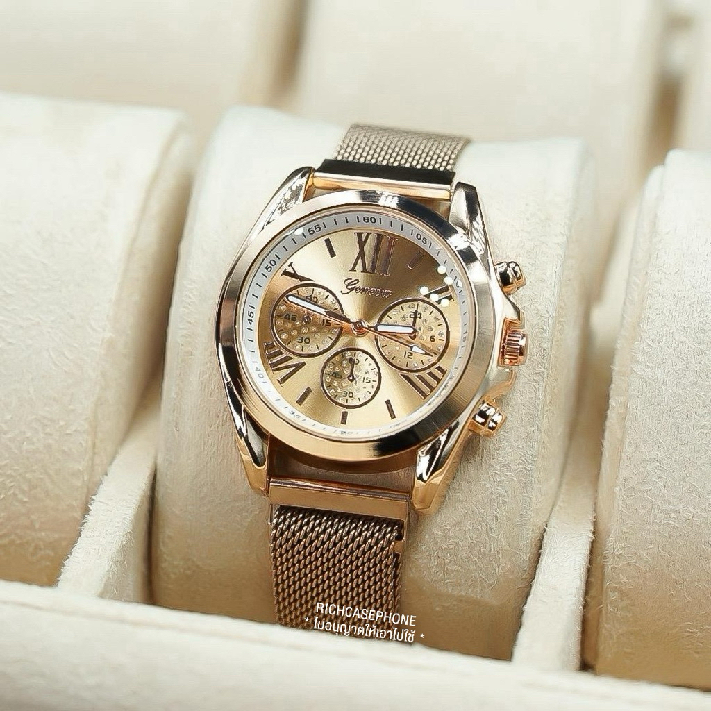 นาฬิกาข้อมือผู้หญิง GENEVA - เจนีวา แท้ รหัส GG59 หน้าปัดกลม สายแม่เหล็ก มีหลายส