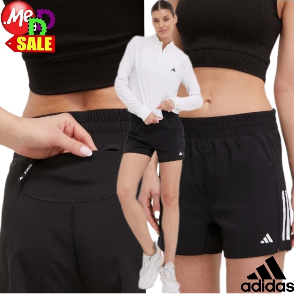 Adidas - ใหม่ กางเกงขาสั้นใส่วิ่ง เอวยืด+เชือก+กระเป๋าซิปข้าง+หลัง Adidas Own the Run Shorts IZ4405 