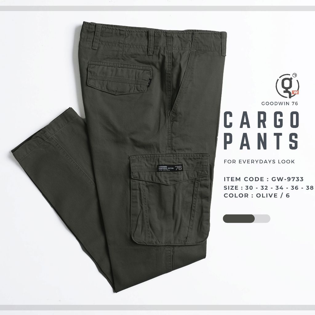 GOODWIN – 9733 CARGO PANTS กางเกงคาร์โก้ขายาวผู้ชาย ผ้าคอตต้อน สีพื้น ราคา ถูกที่สุด ดีลบีเคเค แกลเลอรีภาพที่ 7
