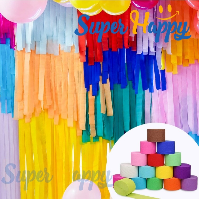 กระดาษย่นม้วน สีสด 25 เมตร สำหรับตกแต่ง | กระดาษเครป Backdrop ปาร์ตี้ งานวัด งานโรงเรียน DIY