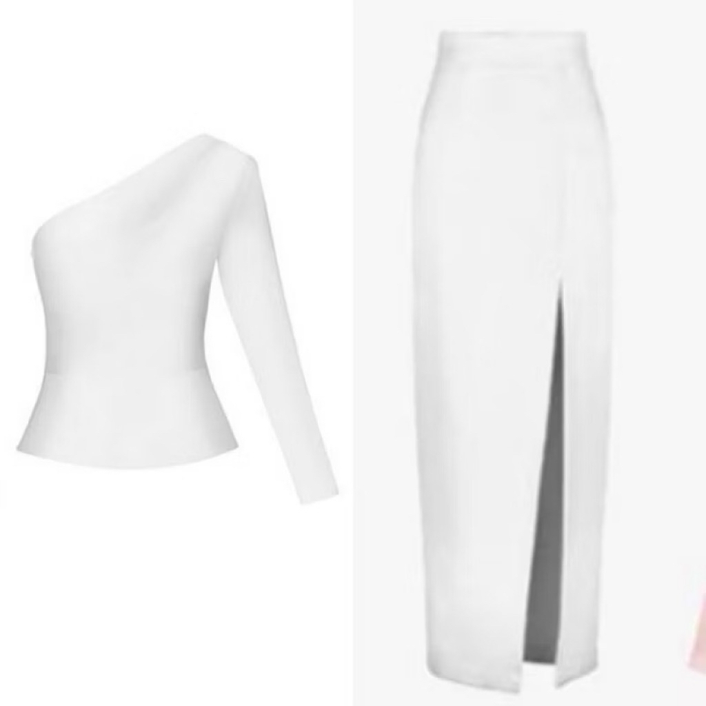 NICHp (มือสอง) เสื้อ+กระโปรง สีขาว ชุดงานหมั้น พรีเวดดิ้ง