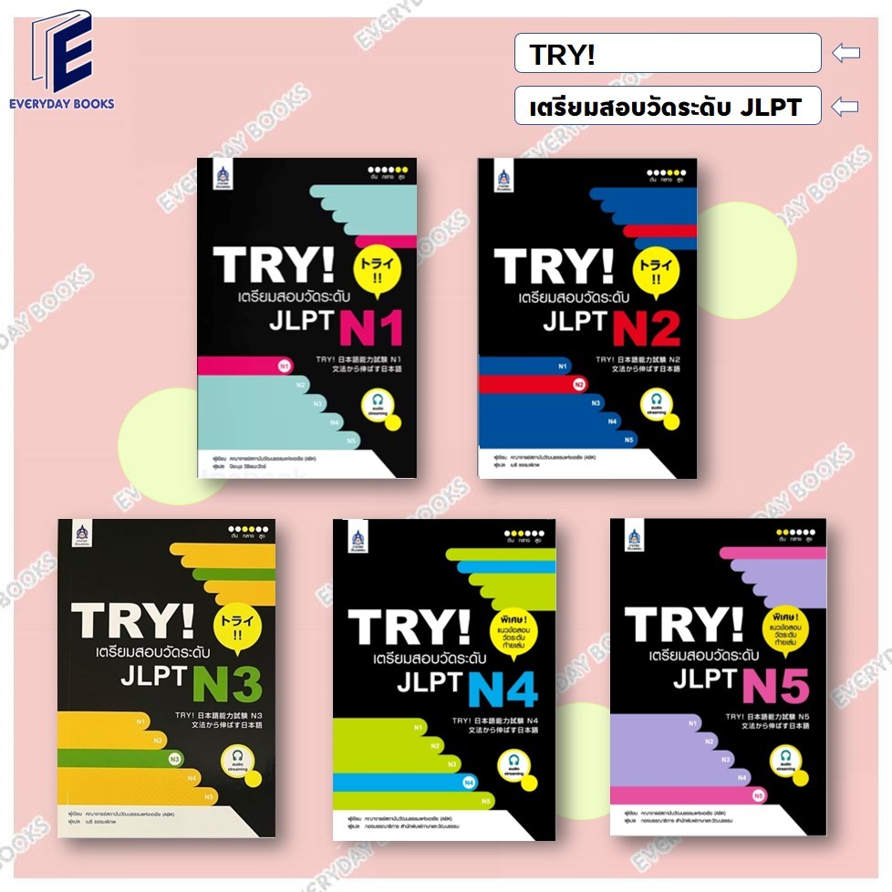 พร้อมส่ง หนังสือแบบเรียนภาษาญี่ปุ่น TRY! เตรียมสอบวัดระดับ JLPT N1-5 (แยกเล่ม) audio streaming