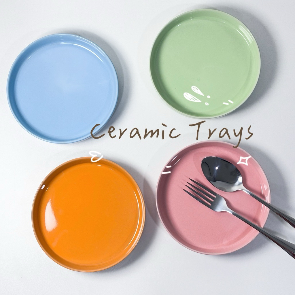 [พร้อมส่ง] หลุด Qc ถาดใส่ขนม จานเค้กขนาด 6.5” เนื้อเซรามิคงานไทย ทนความร้อน