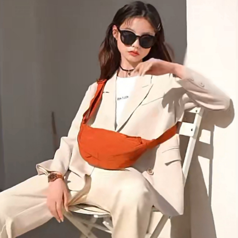 (B025#)กระเป๋าสะพายข้าง กระเป๋าคาดเอวกระเป๋าคาดอก หญิงเท่ห์ๆ JZ#