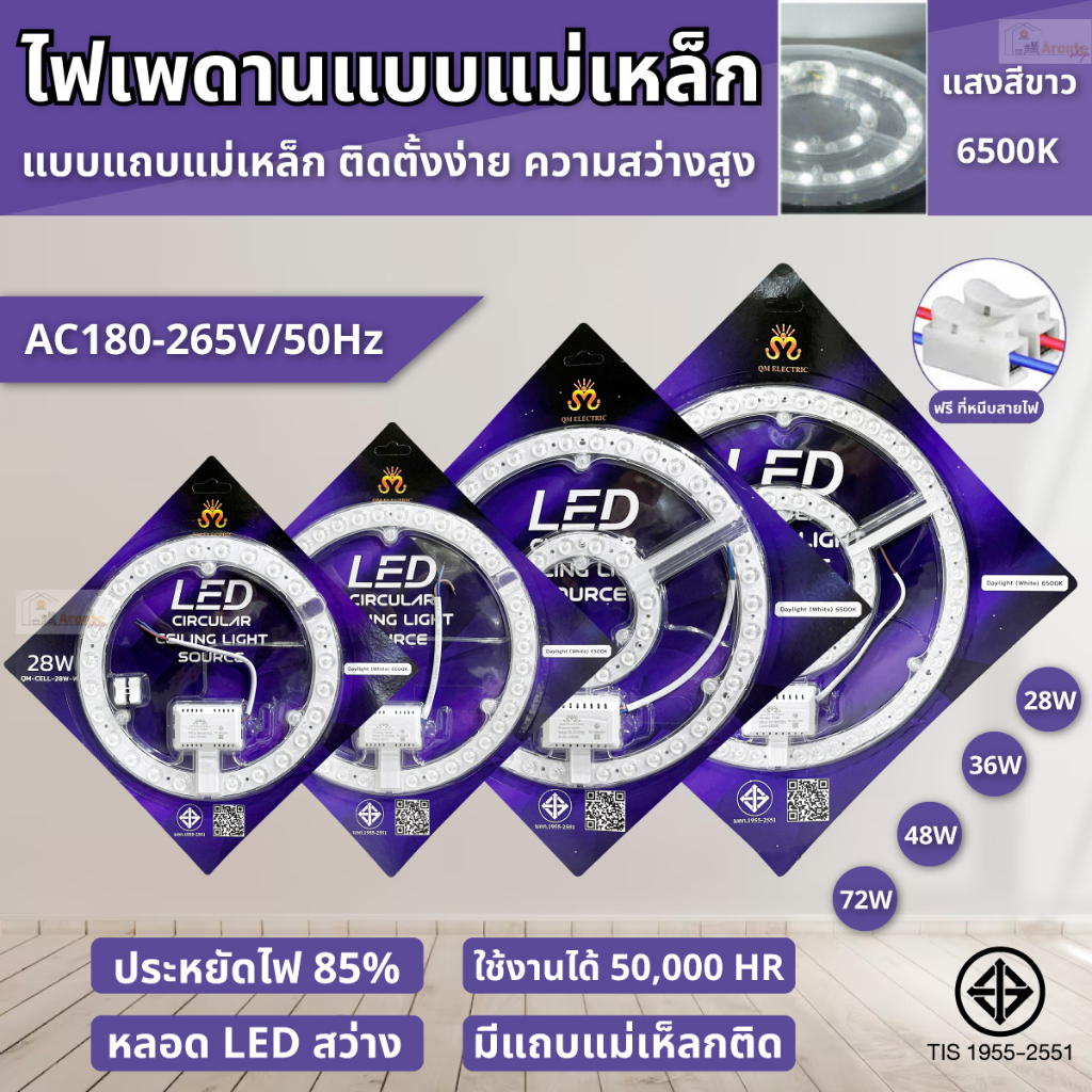 แผงไฟ LED เพดาน 3สี 28W/36W/48W/72W แผงไฟแม่เหล็ก เปลี่ยนชิปหลอดไฟ  เพดานกลม แผงไฟเพดานคุณภาพสูง47