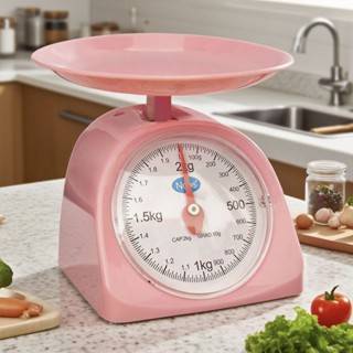 เครื่องชั่งสปริงขนาดเล็กพร้อมถาด 2กิโลกรัม มีให้เลือก 5 สี น…