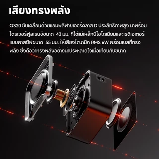 Edifier QS20 ลำโพงบลูทูธพกพา Bluetooth V6.0 6W (RMS) พร้อมเอฟเฟกต์แสง MIC กันน้ำระดับ IP67 จับคู่เสียงสเตอริโอ