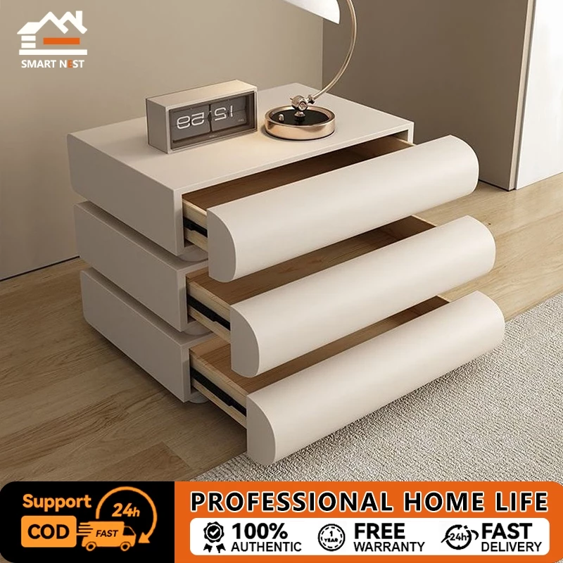 SMART NEST โต๊ะข้างเตียงมินิมอล ตู้เก็บของหนัง ตู้ลิ้นชักโมเดิร์น - รูปที่ 1