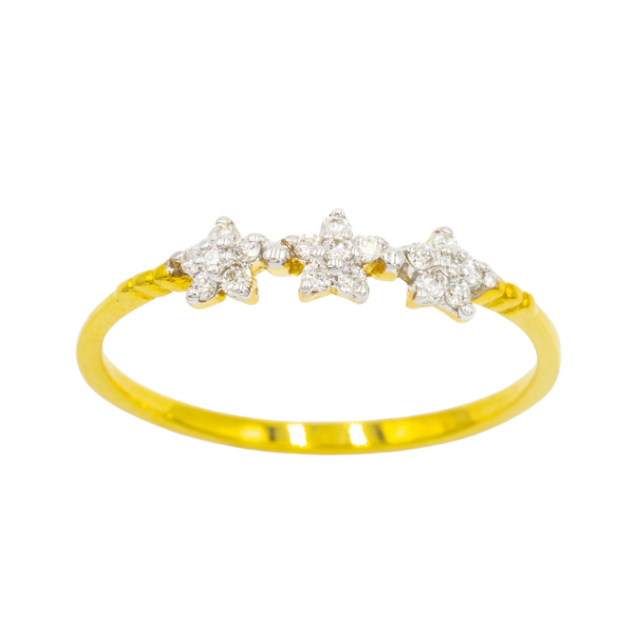 Happy Jewelry แหวนดอกไม้เพชร 3 ดอก แหวนเพชร แหวนทองเพชรแท้ ทองแท้ 37.5% (9K) ME044