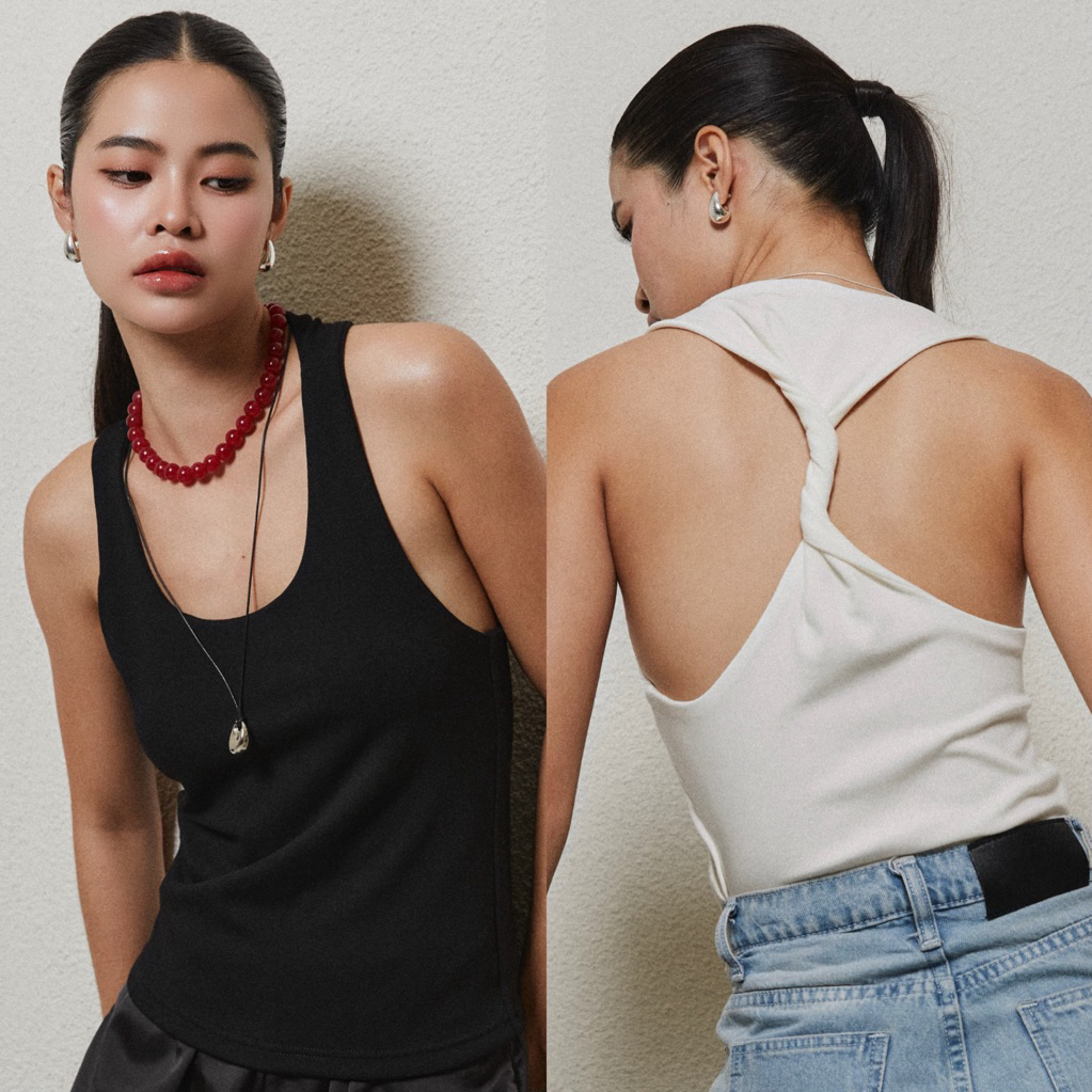 เสื้อกล้ามเดรฟด้านหลัง whisper twist top