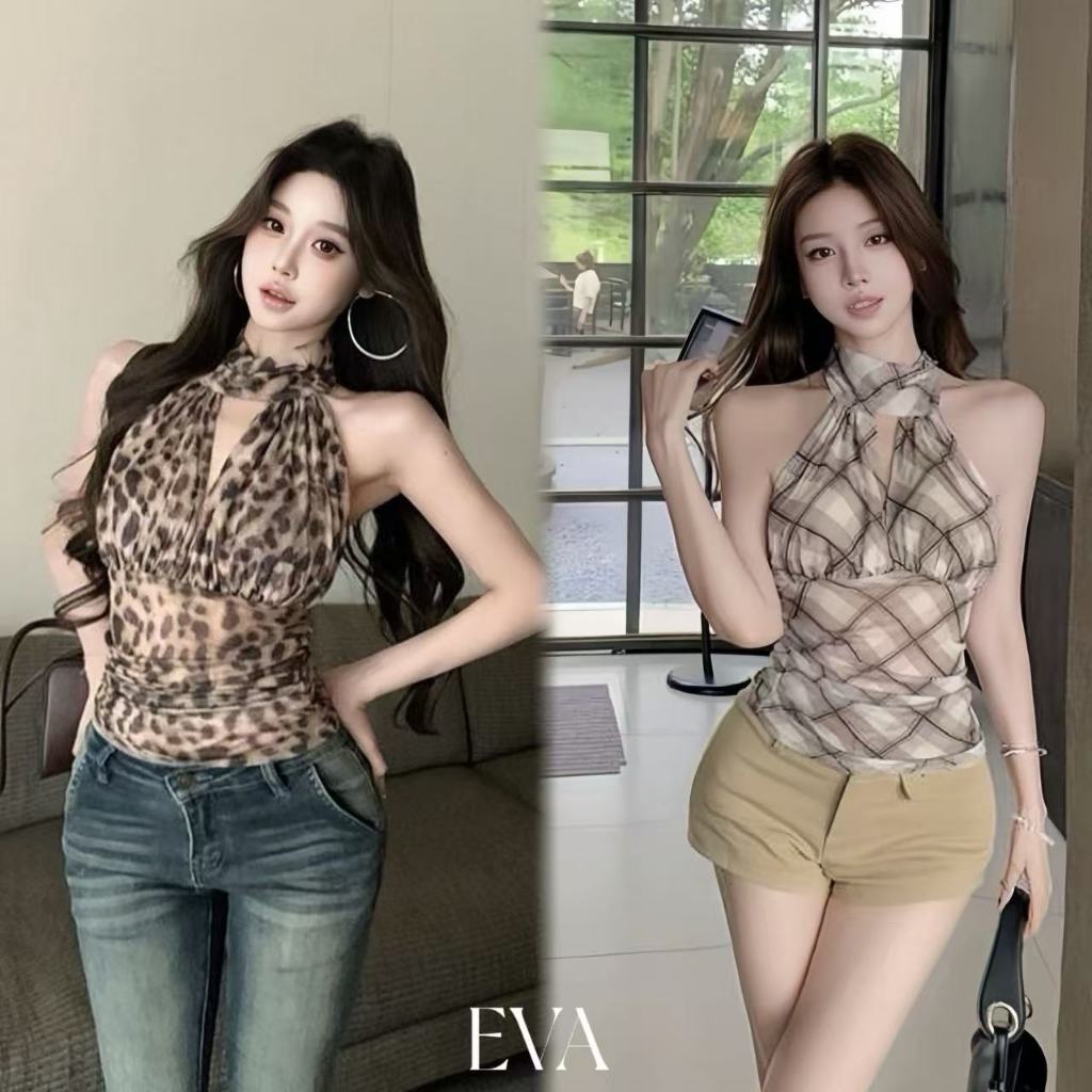 EVAเสื้อกล้ามคล้องคอสไตล์เกาหลี แบบไม่มีแขน โชว์หลัง สายเส้นเล็กผูกโบว์ แฟชั่นใส่ง่าย แมตช์ได้ทุกลุค รุ่นใหม่ปี 2025