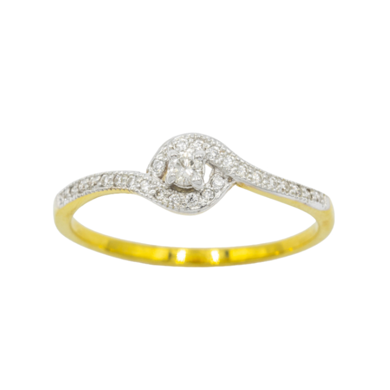 Happy jewelry แหวนเม็ดกลาง 5 ตัง มีบ่าข้างเพชรมาโค้งรับ แหวนทองเพชรแท้ ทองแท้ 37.5% ME734