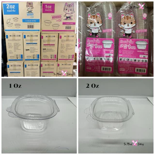 ถ้วยน้ำจิ้มพลาสติกฝาติด PET ตราแมวกาโต้ ขนาด 1ออนซ์(1oz.), 2ออนซ์(2oz.) บรรจุ 50ชุด(ขนาด 3 oz)