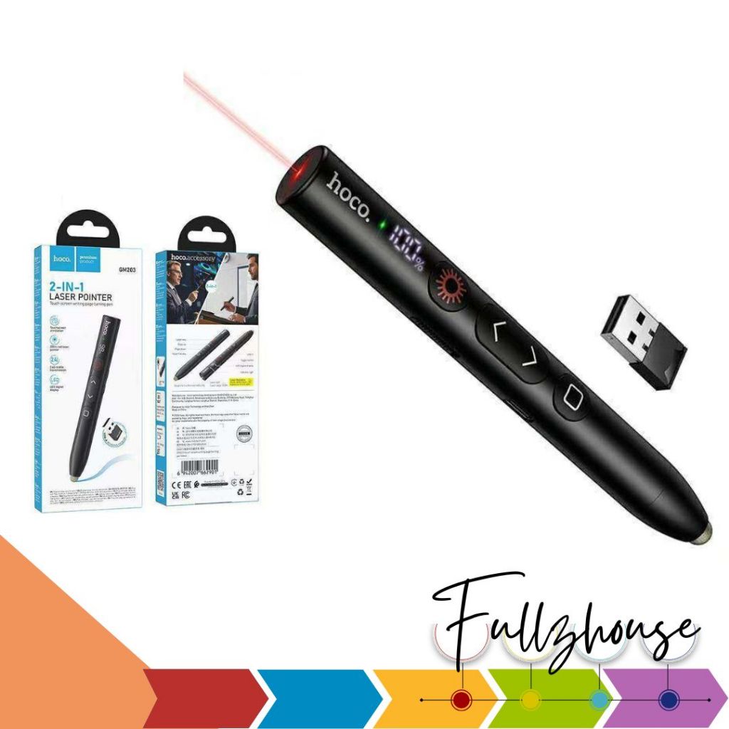 จัดส่งด่วน HOCO GM203 2in1 Laser Pointer ปากกาเลเซอร์สำหรับนำเสนอผลงานและควบคุมหน้าจอสัมผัส