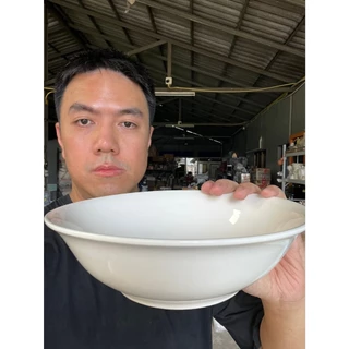 ชามเซรามิก ทรงโบราณ ชามก๋วยเตี๋ยว ชามมาม่า ขนาด 9 นิ้ว สีขาวล้วน ออกใบกำกับภาษีได้ รหัสkornzb7768