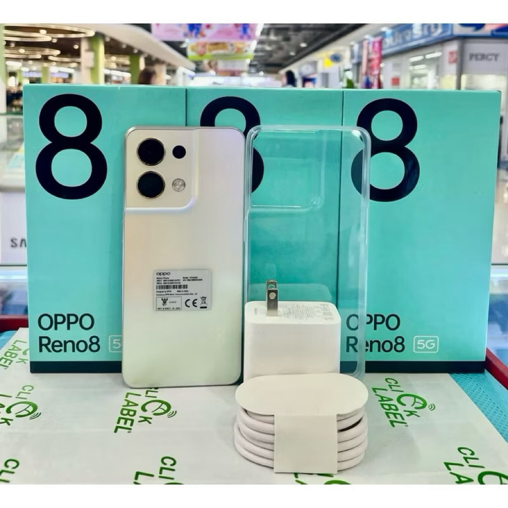 OPPO Reno8 5G  8/256 GB สีทอง สินค้าตัวโชว์แท้ศูนย์ สภาพสวยเหมือนใหม่ พร้อมอุปกรณ์ชาร์จ+เคสแท้ทั้งกล