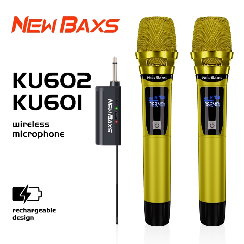 NEW BAXS KU601/KU602 UHF ไมโครโฟนไร้สาย ไมโครโฟนอเนกประสงค์ Plug and Play ระยะรับสัญญาณ 50 ม. เสถียรและทนทาน KTV Karaoke