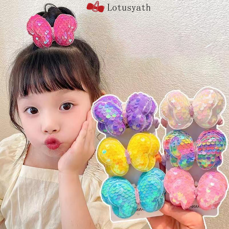 COD-ยางรัดผมเด็ก สีหวาน ยางรัดผมเส้นใหญ่ ยางรัดผมแฟชั่น ลายผีเสื้อ น่ารัก มีหลายสี ยางมัดผม ประดับผม