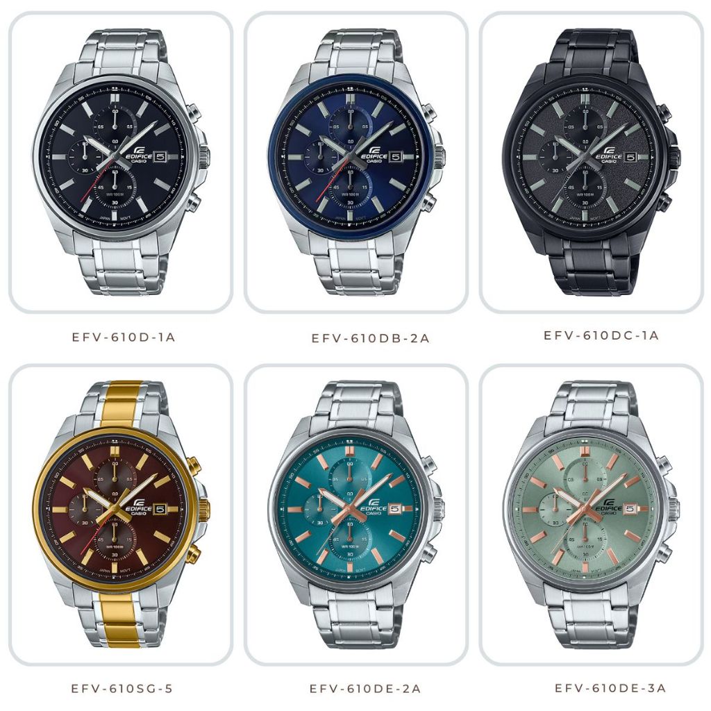 Casio Edifice Chronograph นาฬิกาข้อมือผู้ชาย รุ่น EFV-610 Series EFV-610D-1A,EFV-610DB ,EFV-610DC ,E