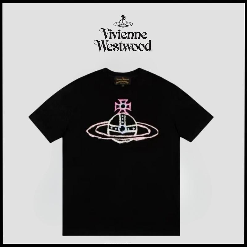 【Vivienne Westwood】🇯🇵 เสื้อแขนสั้น พิมพ์ดาวเสาร์ คอกลมคอตตอน เสื้อยืด มี 3 สีให้เลือก ยูนิเซ็กส์