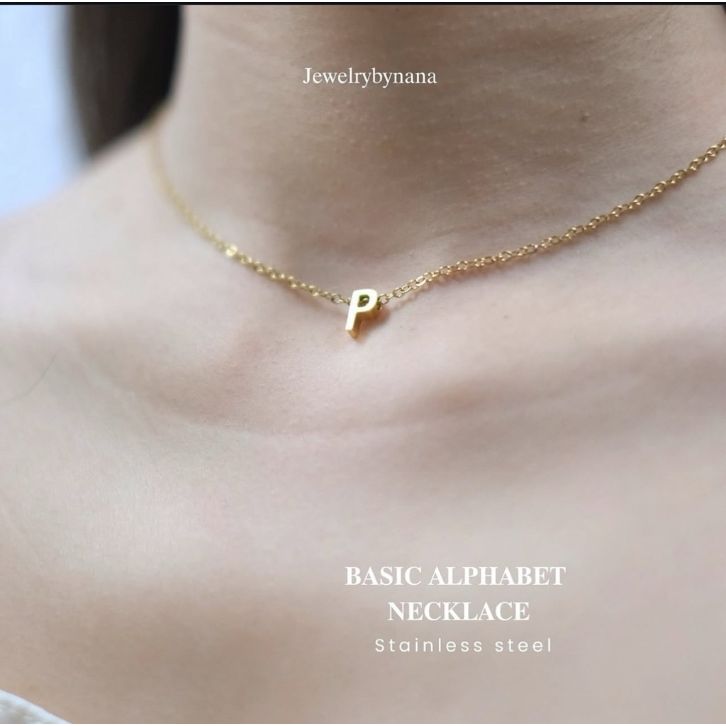 Basic Alphabet necklace  -stainless steel