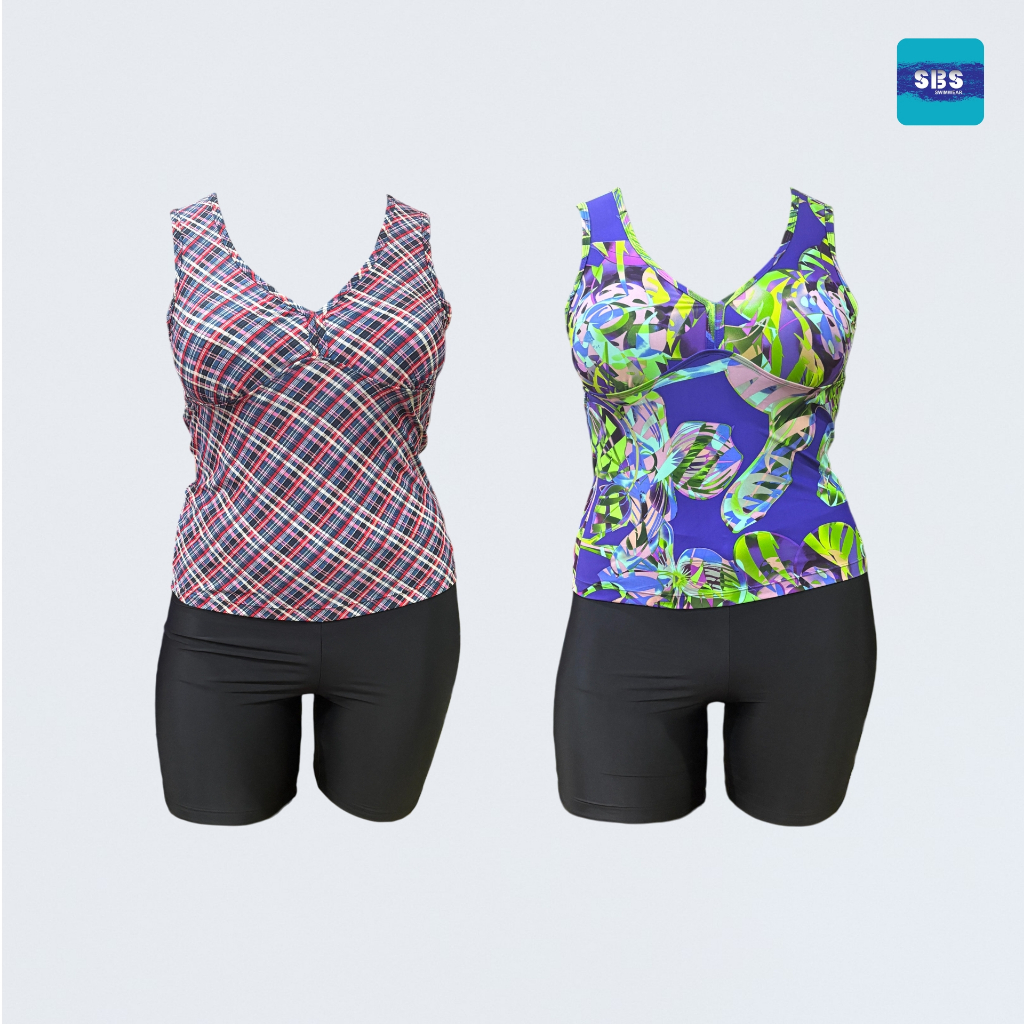 ชุดว่ายน้ำเสื้อกล้าม +กางเกงขาสั้น ไซส์ใหญ่ PLUS SIZE | SBS SWIMWEAR | S-17166