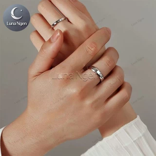 Luna Ngen แหวนเงินแท้ 925 ฝังเพชรสวิส(CZ) กว้าง 6 มิลลิเมตร แหวนคู่รัก