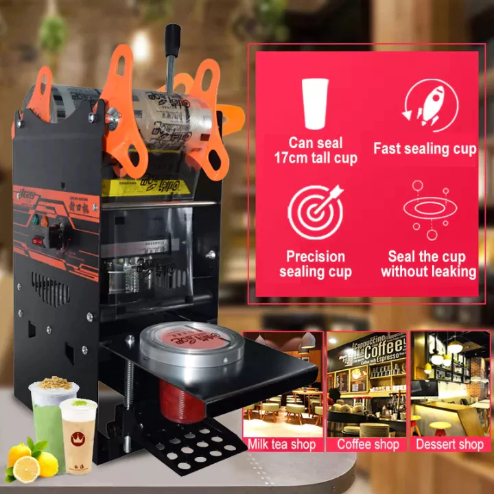 เครื่องปิดผนึกแก้ว, เครื่องปิดผนึกชานม Milk tea sealing machine เครื่องปิดผนึกฝาแก้ว ง่ายและรวดเร็ว