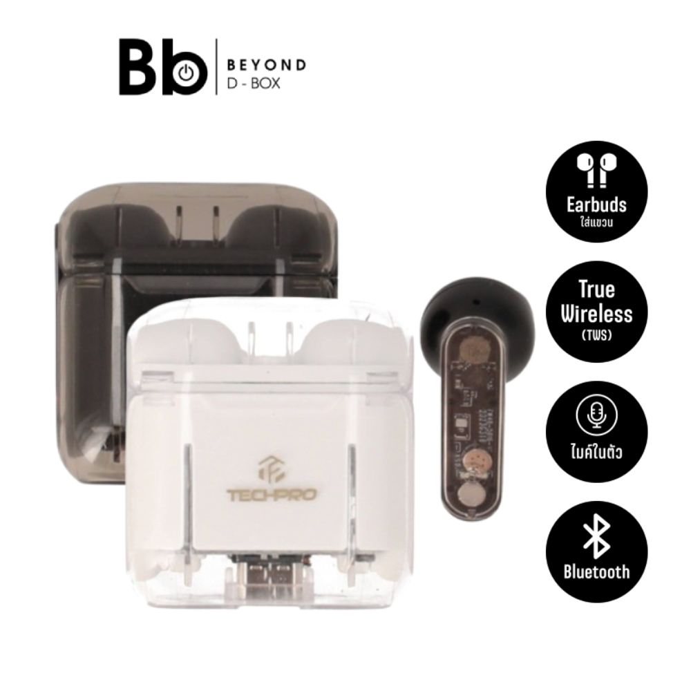 หูฟัง TECHPRO Headphone Mini TWS Transparent รุ่น T01 by BB Beyond D-Box