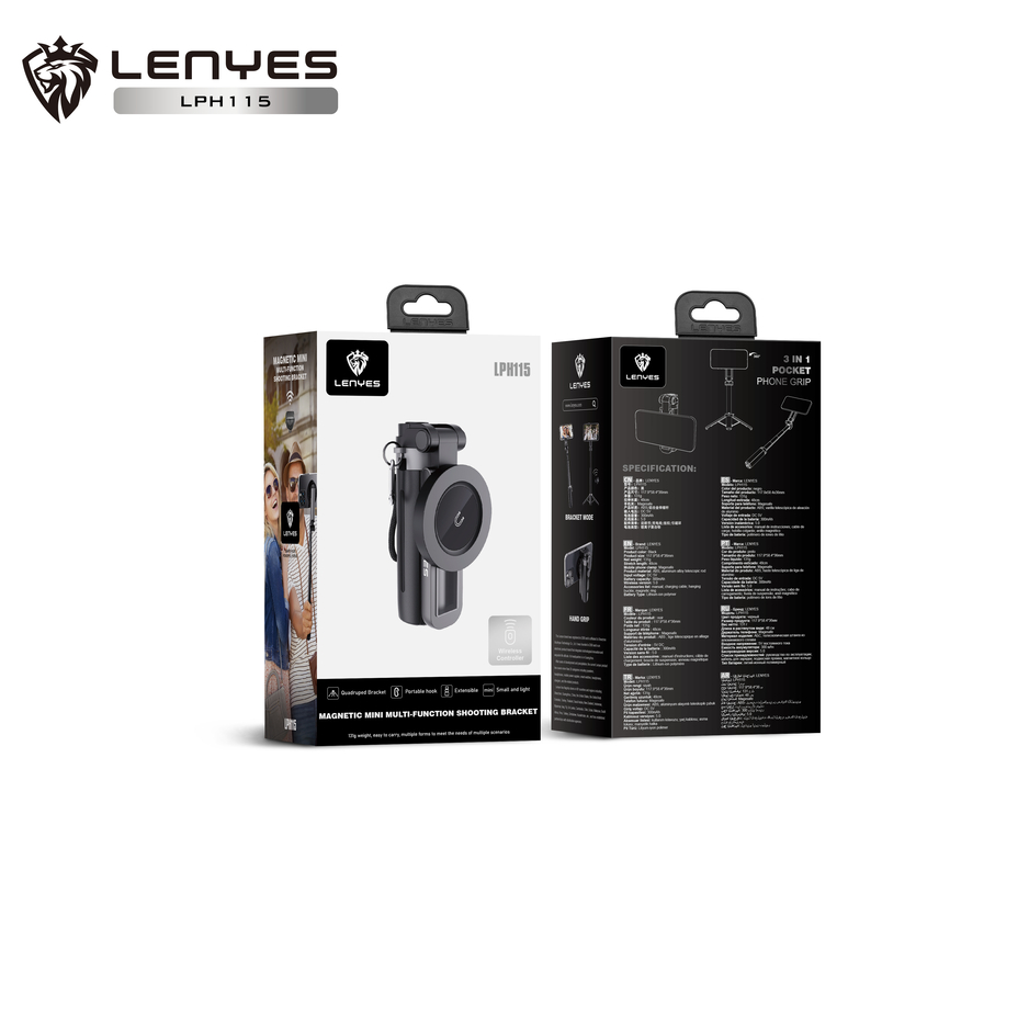 Lenyes LPH115 ไม้เซลฟี่อเนกประสงค์ แบบเสริมความแข็งแรง มัลติฟังก์ชั่น