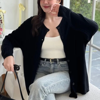 เสื้อคลุมคาดิแกนทรงคอกลมโอเวอร์ไซส์ รุ่น SLICK