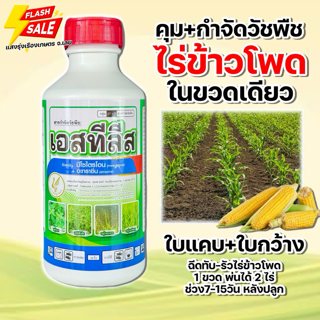 เอสทีลีส [มีไซไตรโอน+อะทราซีน] สารคุม+กำจัดวัชพืชในไร่ข้าวโพด ใบแคบ ใบกว้าง ขนาด 1 ลิตร